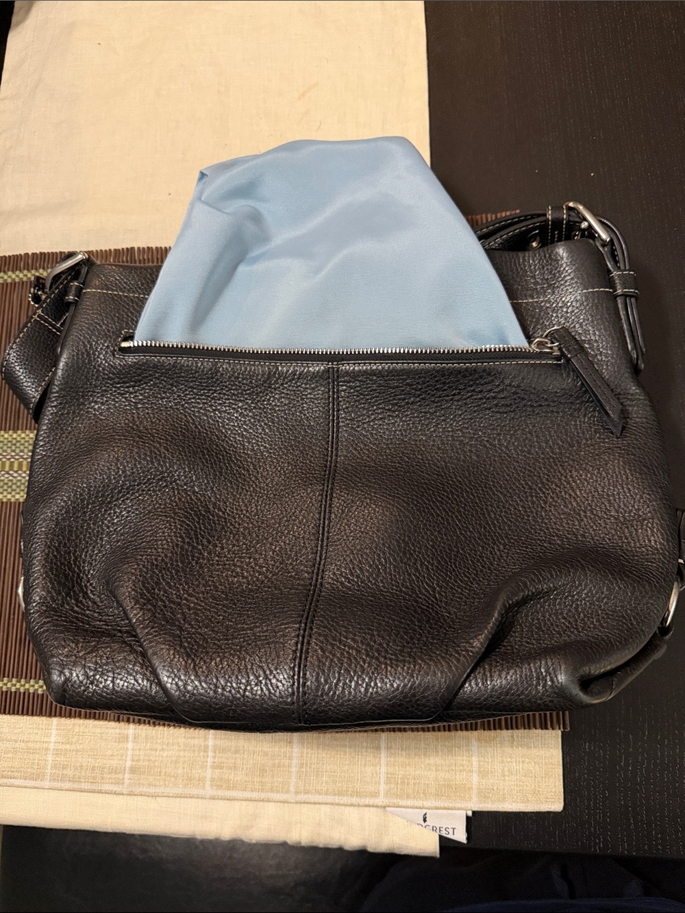 Coach Black Pebbled Leather Messenger Bag with Silver Hardware - Picture 2 of 12